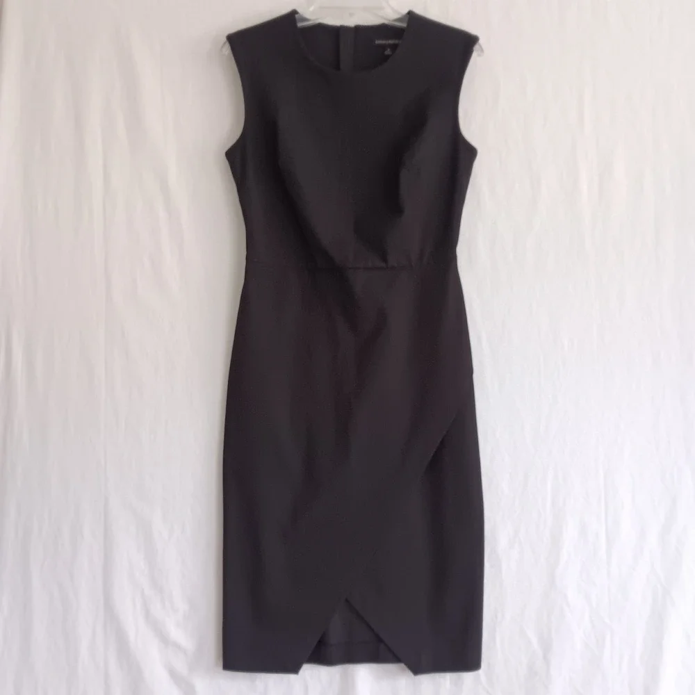 Banana Republic Envelope Dress Womens 8 Black Excellent Sleeveless Sheath 506673
